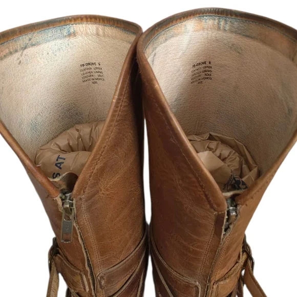 Freebird Drove Tan Distressed Leather Strappy Cowboy Boots Size 6 - Picture 17 of 17